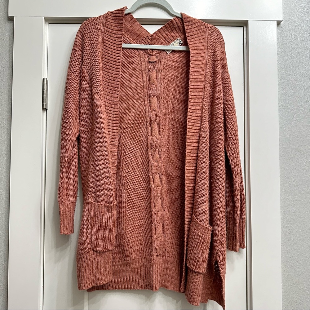 Pink Cardigan with Braided Back